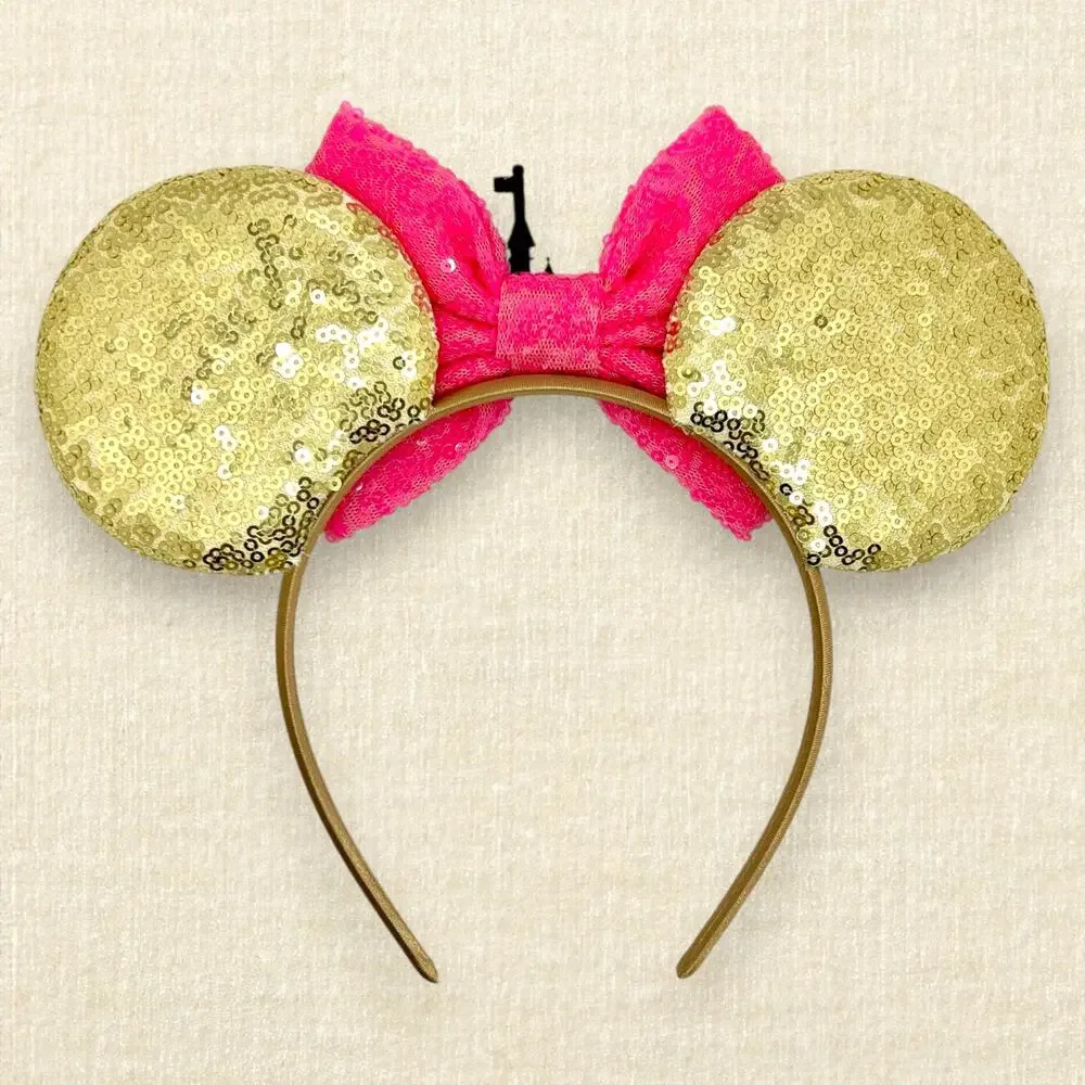 Gold Sequin Cinderella's Castle Minnie Ears | Disney World-Inspired Mouse Ears